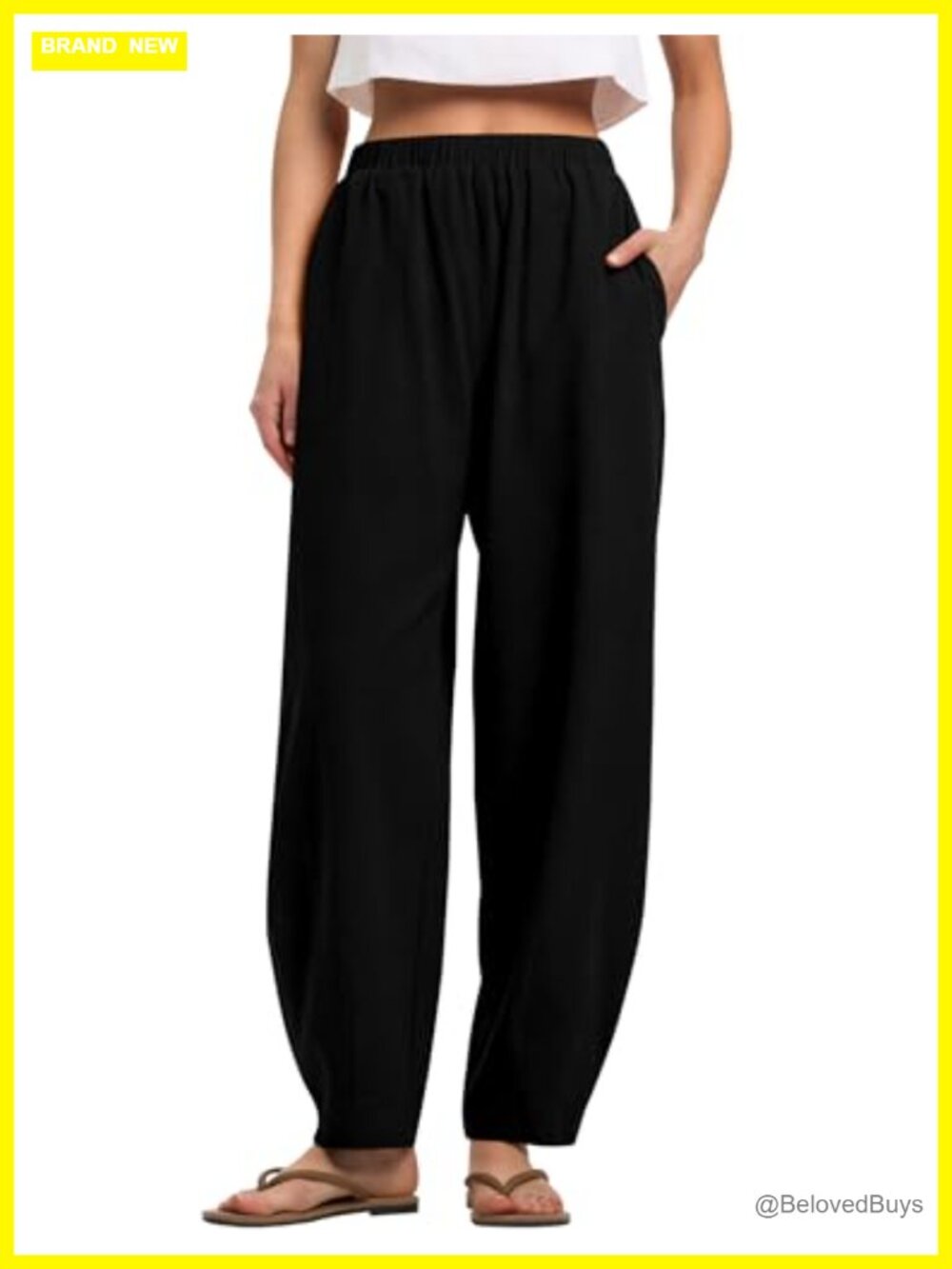 Cotton Linen Wide Leg Barrel Palazzo Pants Baggy Summer Beach